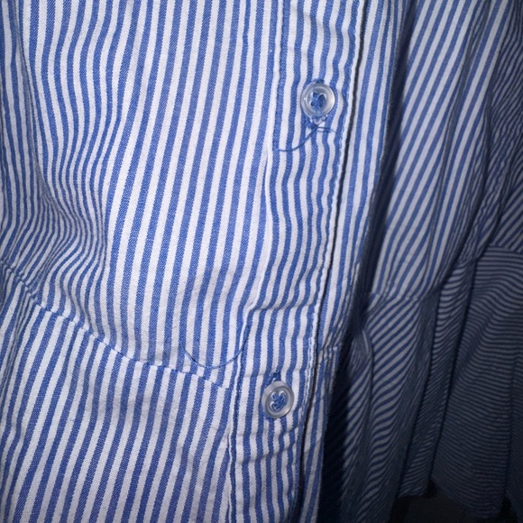 FREE PEOPLE all for you striped mini dress tunic ruffle blue white size large - Picture 7 of 12